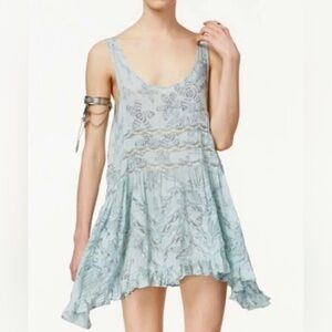 Intimately Free People LIKE NEW Voile and Lace Trapeze Slip Dress Seafoam